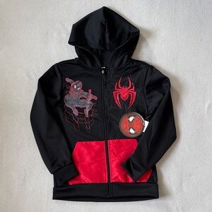 Spider-Man Boys Active Zip Up Jacket Hoodie, Size 8